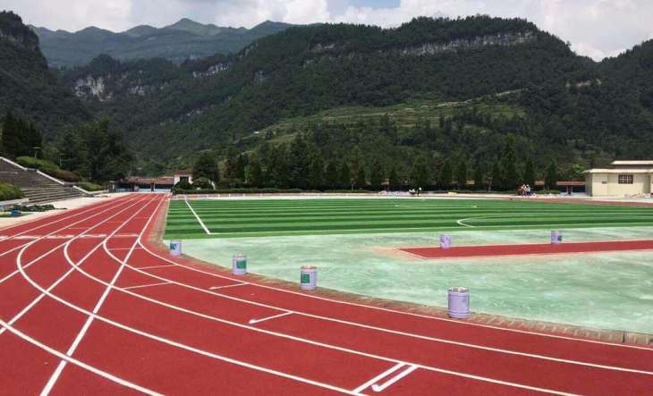 四川凉山学校透气型塑胶跑道人造草坪足球场